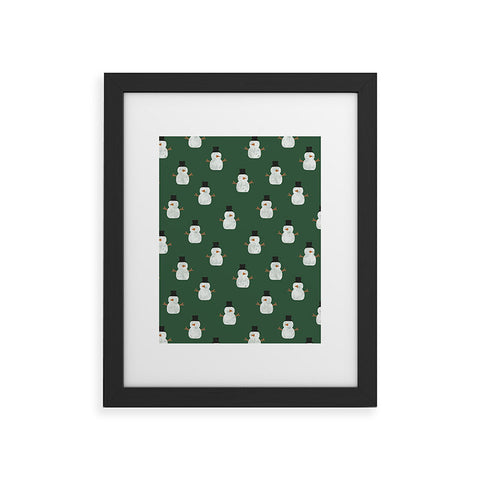 Little Arrow Design Co simple snowmen dark green Framed Art Print