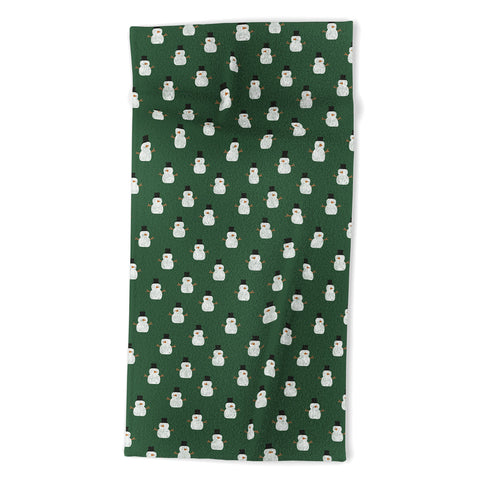 Little Arrow Design Co simple snowmen dark green Beach Towel