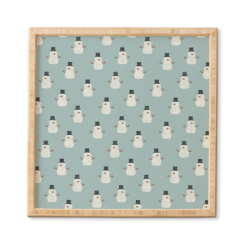 Little Arrow Design Co simple snowmen dusty blue Framed Wall Art