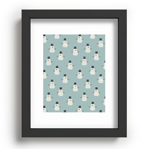 Little Arrow Design Co simple snowmen dusty blue Recessed Framing Rectangle
