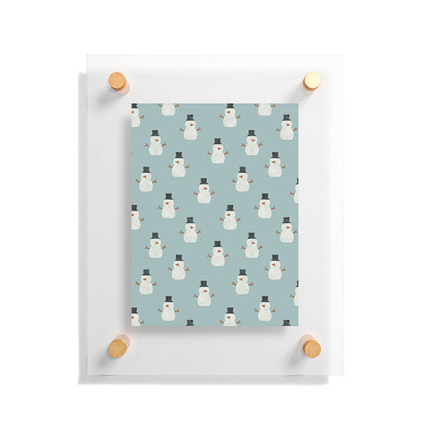 Little Arrow Design Co simple snowmen dusty blue Floating Acrylic Print