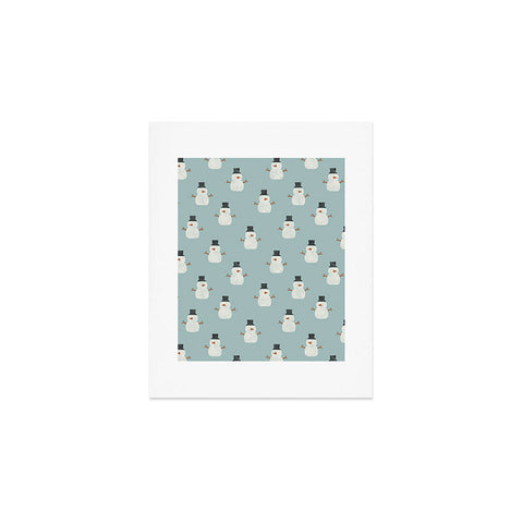 Little Arrow Design Co simple snowmen dusty blue Art Print