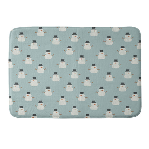 Little Arrow Design Co simple snowmen dusty blue Memory Foam Bath Mat