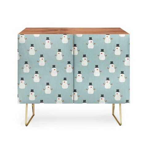 Little Arrow Design Co simple snowmen dusty blue Credenza