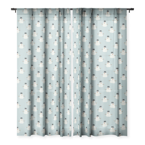 Little Arrow Design Co simple snowmen dusty blue Sheer Non Repeat