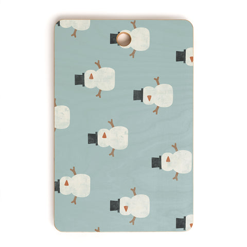 Little Arrow Design Co simple snowmen dusty blue Cutting Board Rectangle