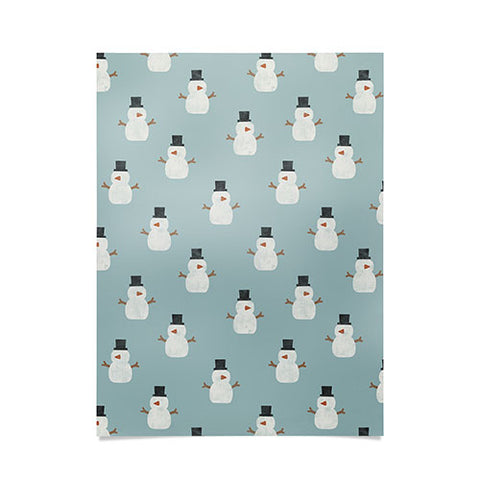 Little Arrow Design Co simple snowmen dusty blue Poster