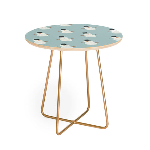 Little Arrow Design Co simple snowmen dusty blue Round Side Table
