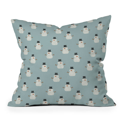 Little Arrow Design Co simple snowmen dusty blue Throw Pillow