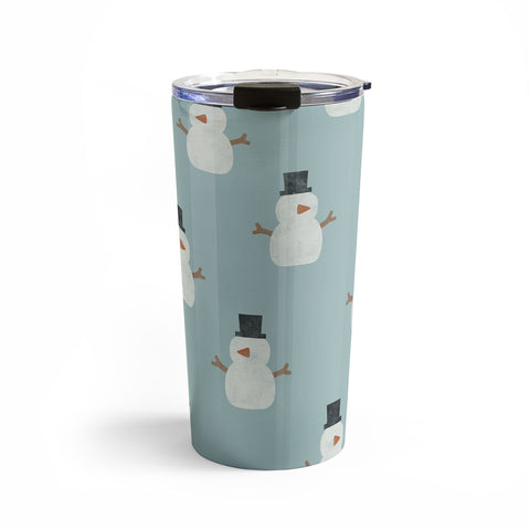 Little Arrow Design Co simple snowmen dusty blue Travel Mug