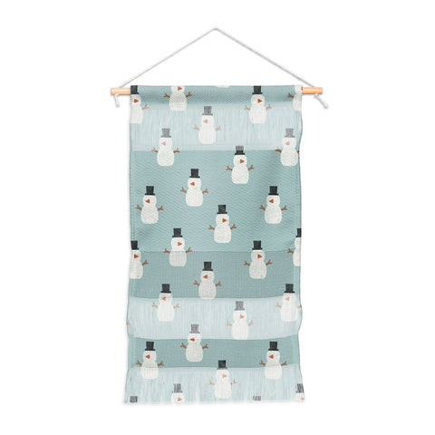 Little Arrow Design Co simple snowmen dusty blue Wall Hanging Portrait