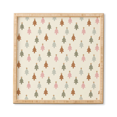 Little Arrow Design Co simple xmas trees multicolor Framed Wall Art