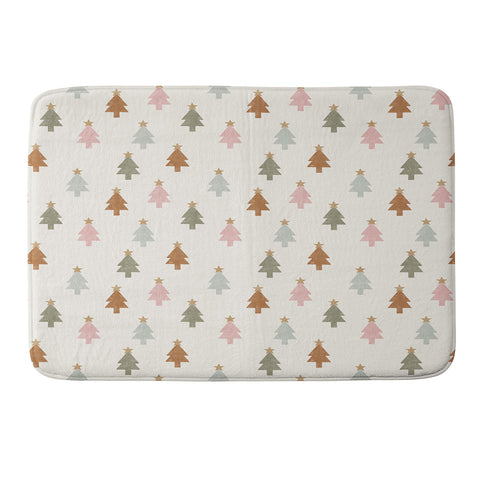 Little Arrow Design Co simple xmas trees multicolor Memory Foam Bath Mat