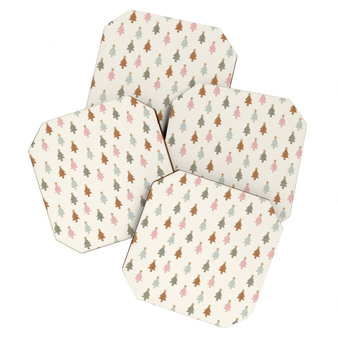 Little Arrow Design Co simple xmas trees multicolor Coaster Set
