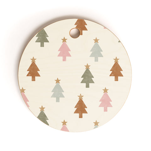 Little Arrow Design Co simple xmas trees multicolor Cutting Board Round