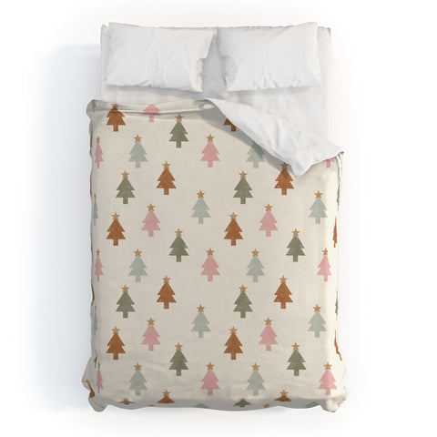 Little Arrow Design Co simple xmas trees multicolor Duvet Cover