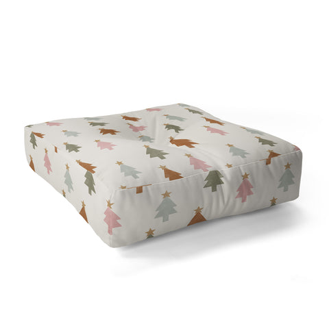 Little Arrow Design Co simple xmas trees multicolor Floor Pillow Square