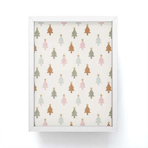 Little Arrow Design Co simple xmas trees multicolor Framed Mini Art Print