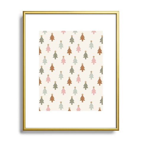 Little Arrow Design Co simple xmas trees multicolor Metal Framed Art Print