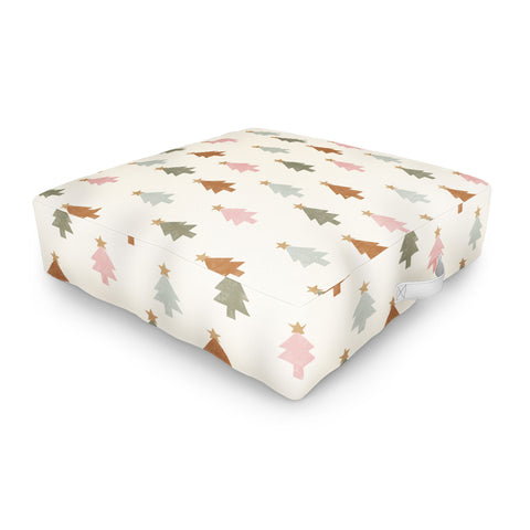 Little Arrow Design Co simple xmas trees multicolor Outdoor Floor Cushion