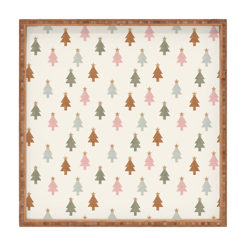 Little Arrow Design Co simple xmas trees multicolor Square Tray