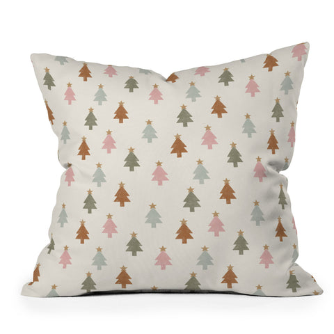 Little Arrow Design Co simple xmas trees multicolor Throw Pillow