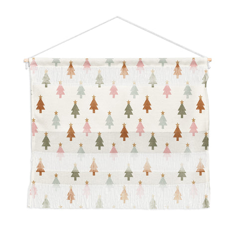 Little Arrow Design Co simple xmas trees multicolor Wall Hanging Landscape