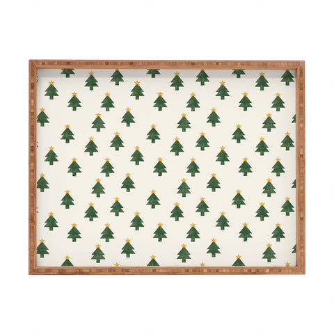 Little Arrow Design Co simple xmas trees on cream Rectangular Tray