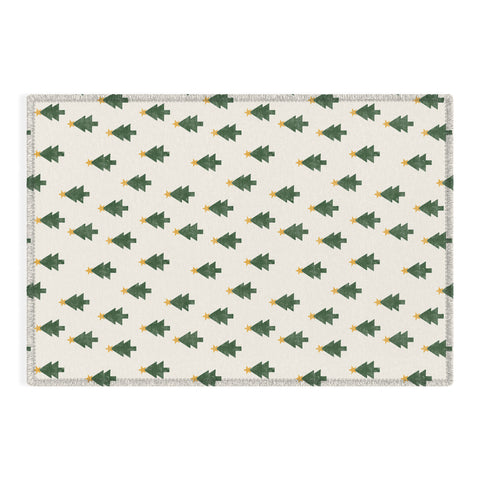 Little Arrow Design Co simple xmas trees on cream Outdoor Rug