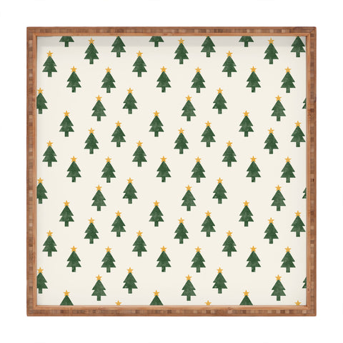 Little Arrow Design Co simple xmas trees on cream Square Tray