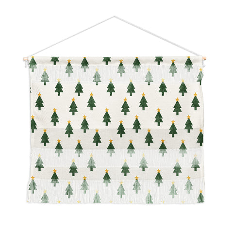 Little Arrow Design Co simple xmas trees on cream Wall Hanging Landscape