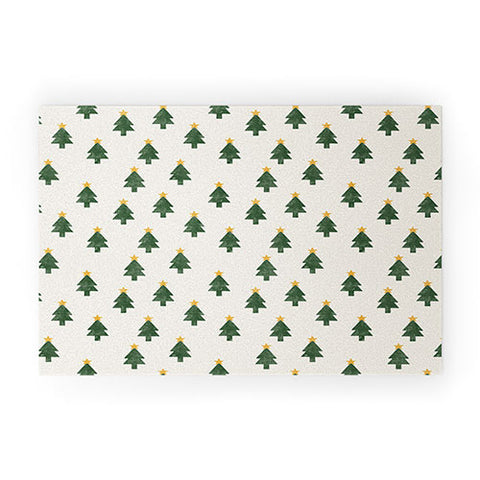 Little Arrow Design Co simple xmas trees on cream Welcome Mat