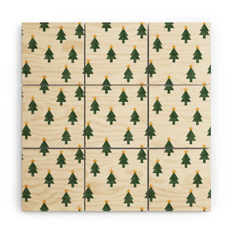Little Arrow Design Co simple xmas trees on cream Wood Wall Mural