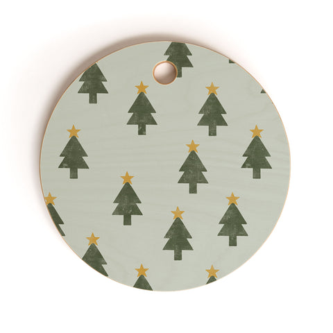 Little Arrow Design Co simple xmas trees on sage Cutting Board Round