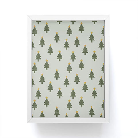 Little Arrow Design Co simple xmas trees on sage Framed Mini Art Print