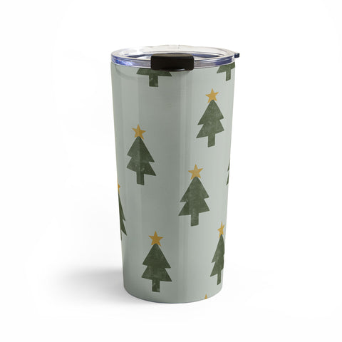 Little Arrow Design Co simple xmas trees on sage Travel Mug