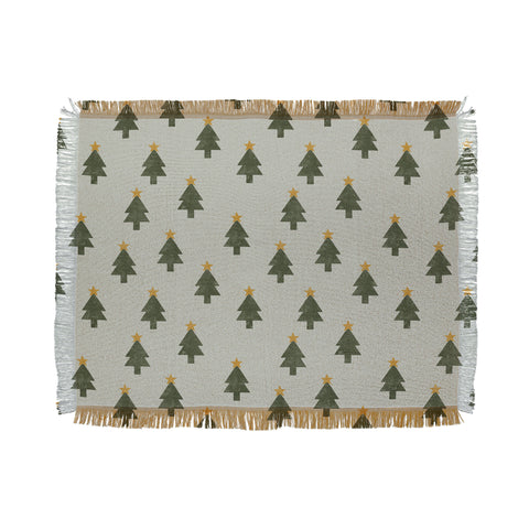 Little Arrow Design Co simple xmas trees on sage Throw Blanket