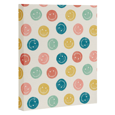 Little Arrow Design Co smiley faces multicolor Art Canvas