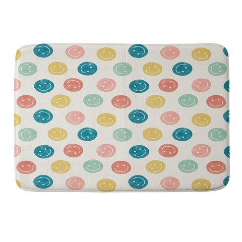 Little Arrow Design Co smiley faces multicolor Memory Foam Bath Mat
