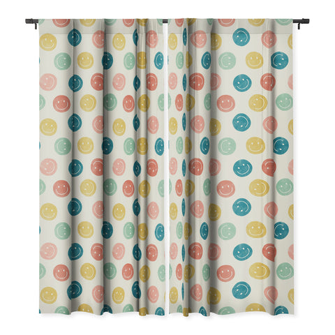 Little Arrow Design Co smiley faces multicolor Blackout Window Curtain