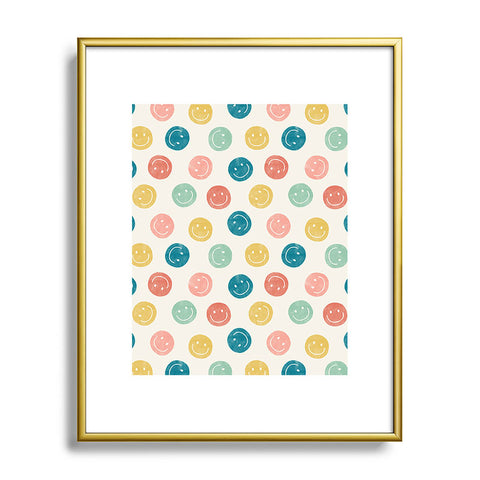 Little Arrow Design Co smiley faces multicolor Metal Framed Art Print