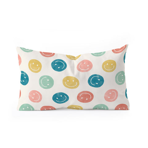 Little Arrow Design Co smiley faces multicolor Oblong Throw Pillow