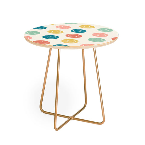 Little Arrow Design Co smiley faces multicolor Round Side Table