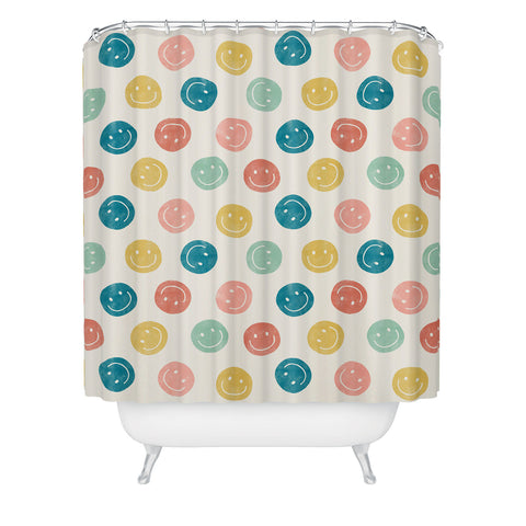 Little Arrow Design Co smiley faces multicolor Shower Curtain