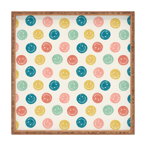 Little Arrow Design Co smiley faces multicolor Square Tray