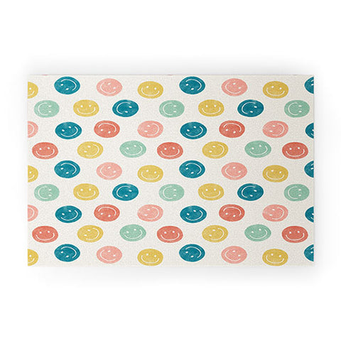 Little Arrow Design Co smiley faces multicolor Welcome Mat