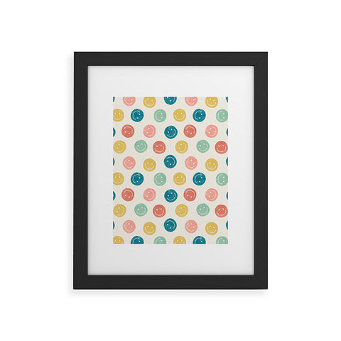 Little Arrow Design Co smiley faces multicolor Framed Art Print