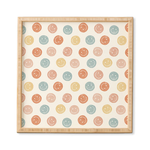 Little Arrow Design Co smiley faces neutrals Framed Wall Art