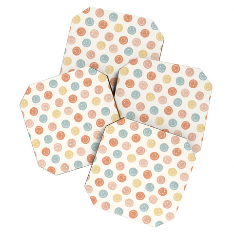 Little Arrow Design Co smiley faces neutrals Coaster Set