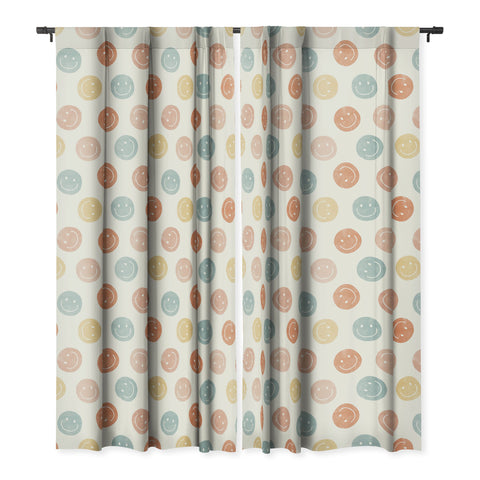 Little Arrow Design Co smiley faces neutrals Blackout Window Curtain